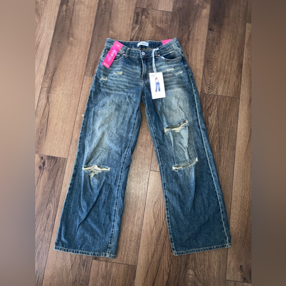 Telepatia Distressed Wide Leg Blue Jeans size 7 new